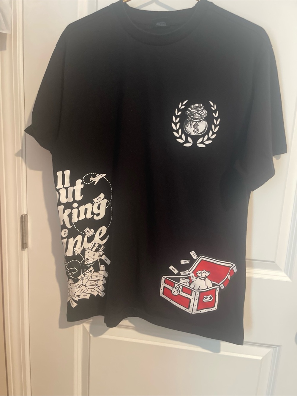 Mens L Monopoly Black All Round Graphic short sleeve T-Shirt 21P-P 28L